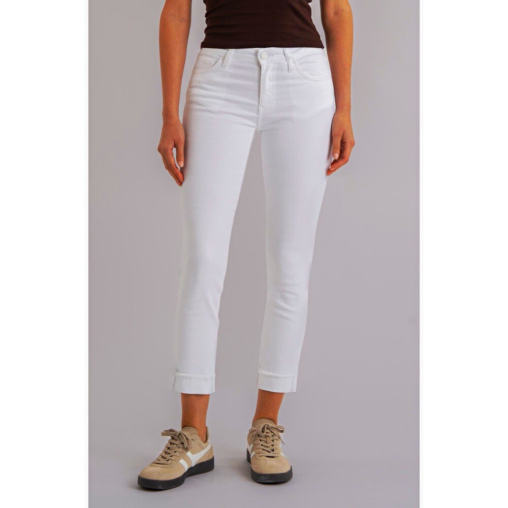 KUT from the Kloth Amy Frayed Mid Rise Crop Slim Straight Leg Jeans